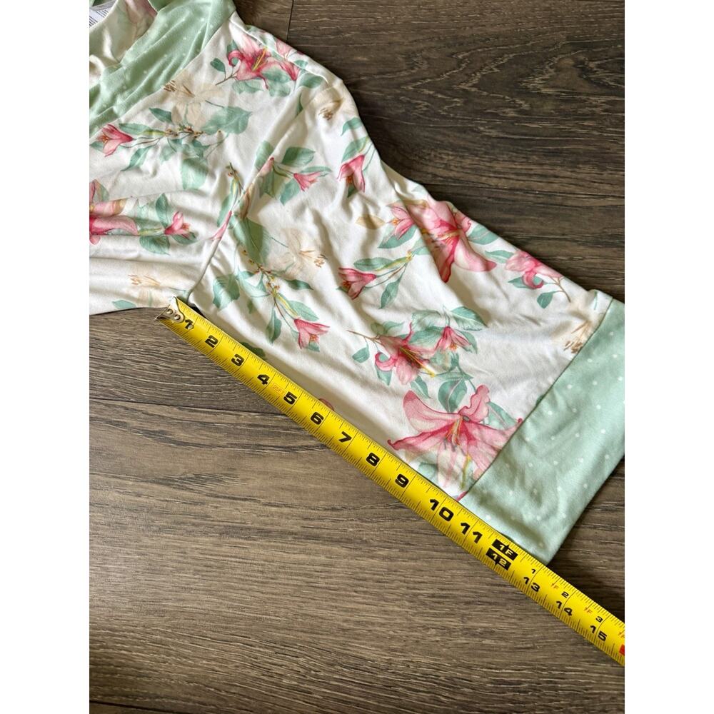 Flora Nikrooz Floral Pajama Lounge Set Robe Tank Pants Cottagecore Romantic Sz M - Picture 15 of 16